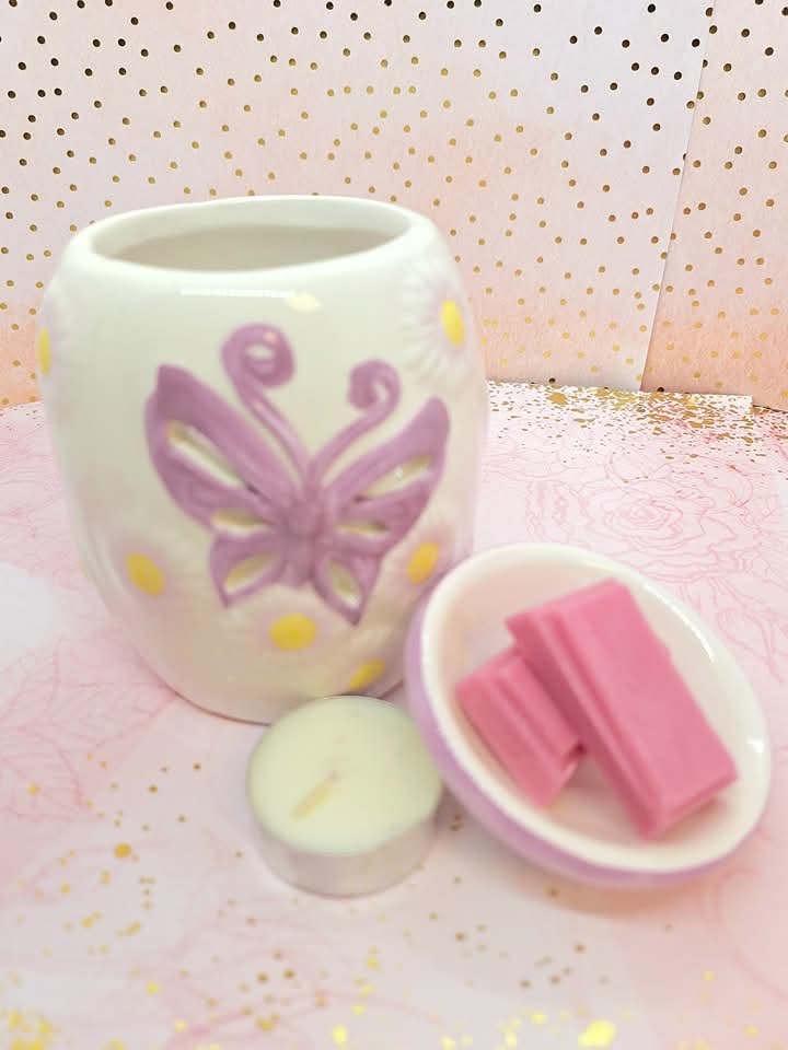Ceramic Butterfly Wax Melt Burner – Available in pale Blue, Pink & Purple