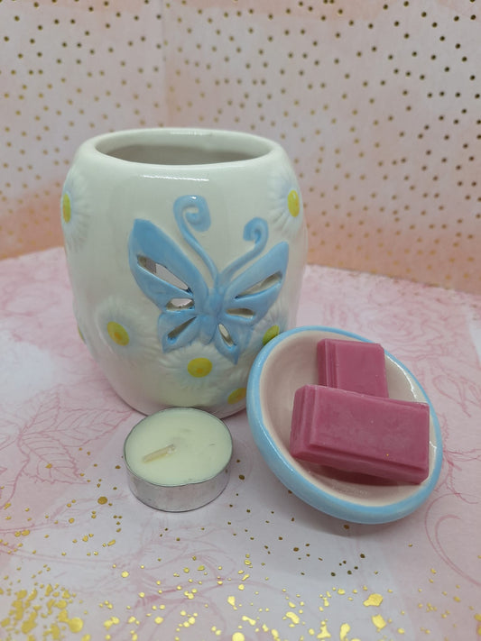 Ceramic Butterfly Wax Melt Burner – Available in pale Blue, Pink & Purple