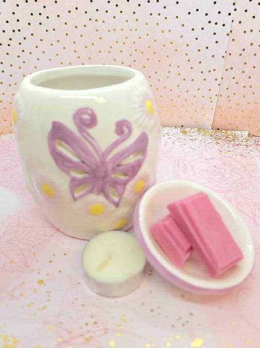 Ceramic Butterfly Wax Melt Burner – Available in pale Blue, Pink & Purple